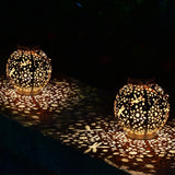 Outdoor Solar Garden Light Hollowed Out Shadow Lantern Hanging Solar Powered Lamp Garden Landscape Solar Lamp - Rear View