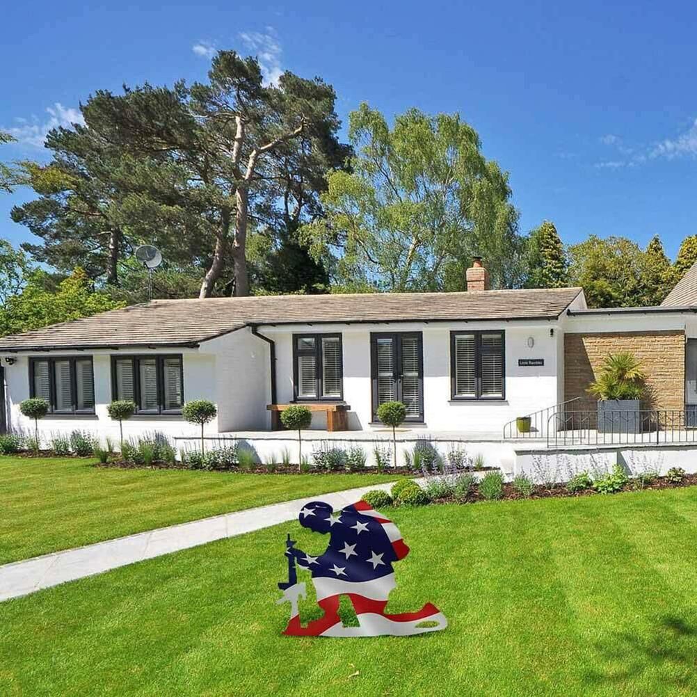 Soldier Silhouette Ornaments Independence Day Garden Art for Lawn Outdoor Home Decoration