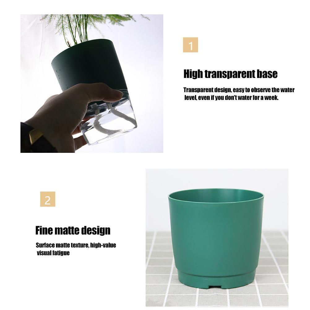 Automatic Self Watering Flower Pot Double Layer Design Water Storage Planter for Office Home Gardening