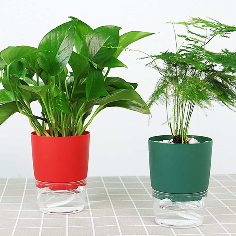 Automatic Self Watering Flower Pot Double Layer Design Water Storage Planter for Office Home Gardening