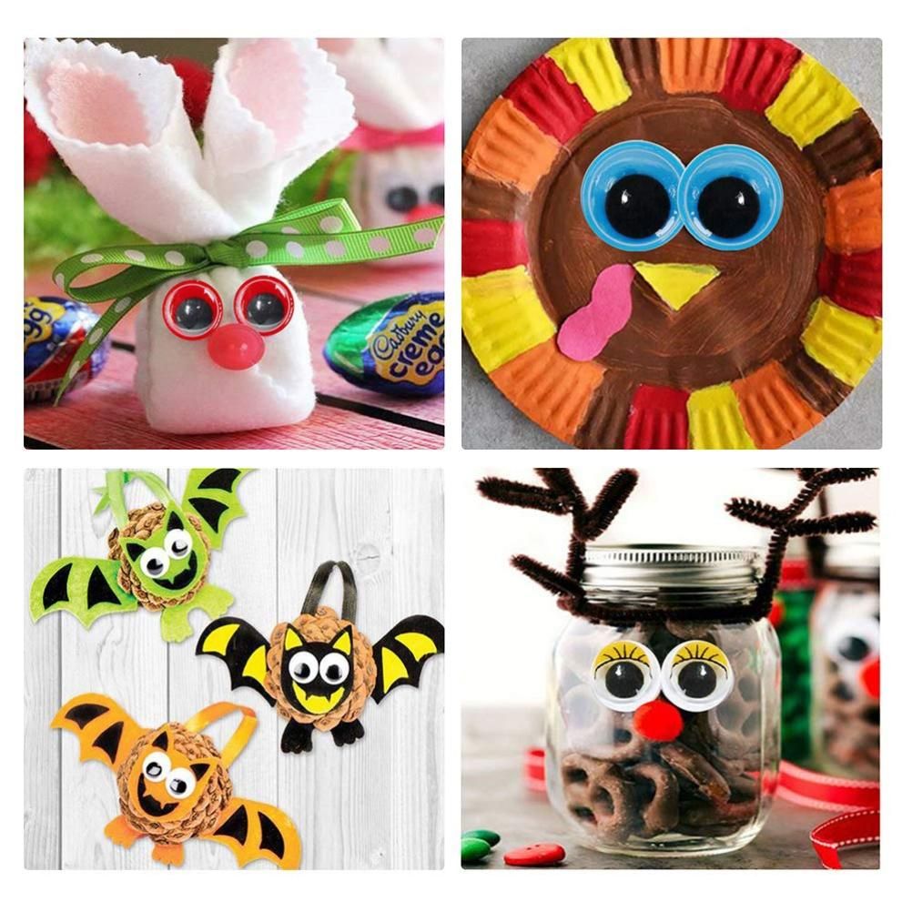 500 Pieces Plastic Doll Eyes Stickers Round Wiggle Eyes Self Adhesive Googly Eyes for Scrapbooking DIY Crafts Doll Supplies