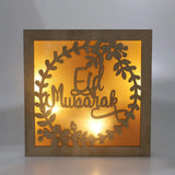 Wooden Eid Crafts Night Light 3D Ramadan Mubarak Lamp Handmade Wooden Moon Star LED Lights Decoration