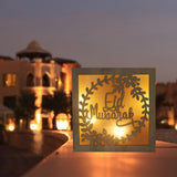 Wooden Eid Crafts Night Light 3D Ramadan Mubarak Lamp Handmade Wooden Moon Star LED Lights Decoration