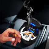 Car Ashtrays with Lid and LED Light Portable Ashtray for Car Mini Car Trash Can Waterproof for Outdoor Travel Home Use - Side View