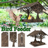 Wooden Bird Feeder Hanging Seed Container Tray for Wild Birds Home Garden Yard Tree Decoration - Side View