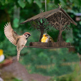 Wooden Bird Feeder Hanging Seed Container Tray for Wild Birds Home Garden Yard Tree Decoration