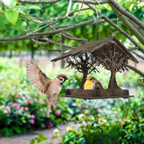 Wooden Bird Feeder Hanging Seed Container Tray for Wild Birds Home Garden Yard Tree Decoration