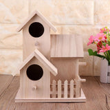 Wooden Bird House Fence Birdhouse Hanging Decoration Practical Bird Nest Wooden Box