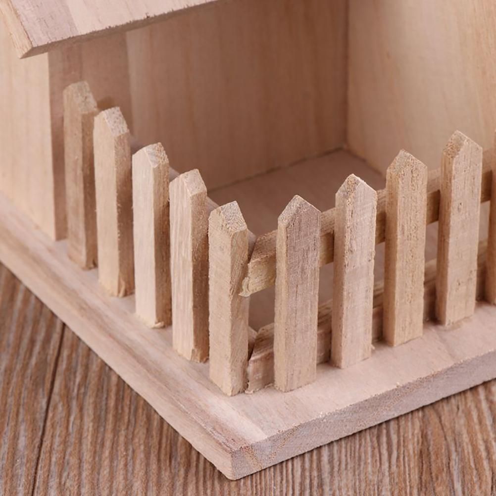 Wooden Bird House Fence Birdhouse Hanging Decoration Practical Bird Nest Wooden Box