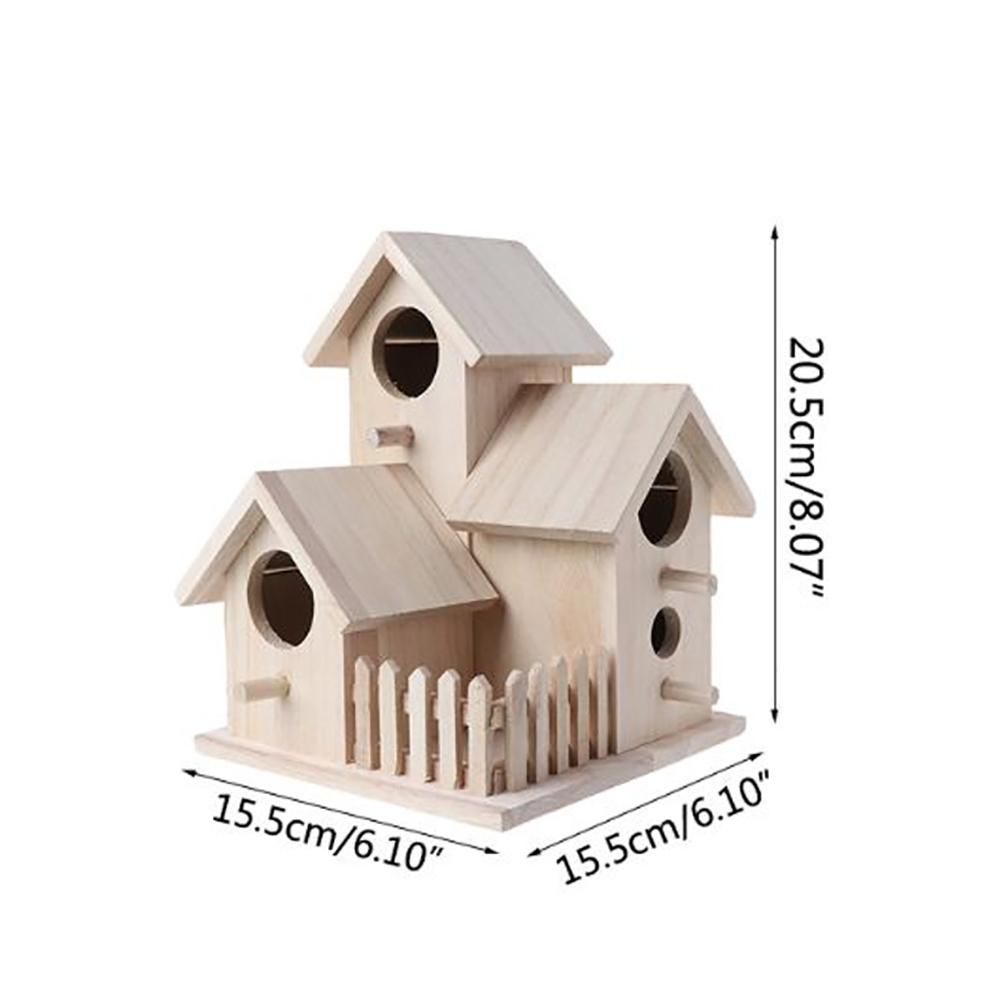 Wooden Bird House Fence Birdhouse Hanging Decoration Practical Bird Nest Wooden Box
