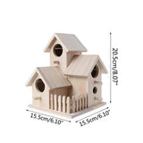 Wooden Bird House Fence Birdhouse Hanging Decoration Practical Bird Nest Wooden Box
