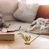 Antique Gold Phoenix Incense Incense Stick Holder Zinc Alloy Aromatherapy Furnace Home Decor - Top-Down View