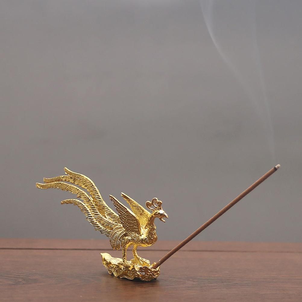 Antique Gold Phoenix Incense Incense Stick Holder Zinc Alloy Aromatherapy Furnace Home Decor