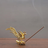 Antique Gold Phoenix Incense Incense Stick Holder Zinc Alloy Aromatherapy Furnace Home Decor - 45-Degree Angle
