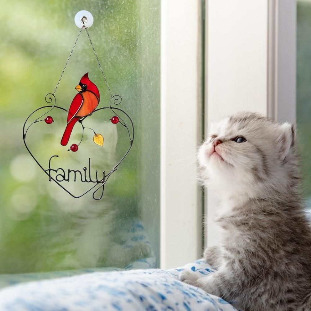 Stained Window Panel Hanging Bird Ornaments Window Suncatcher for Home Decoration
