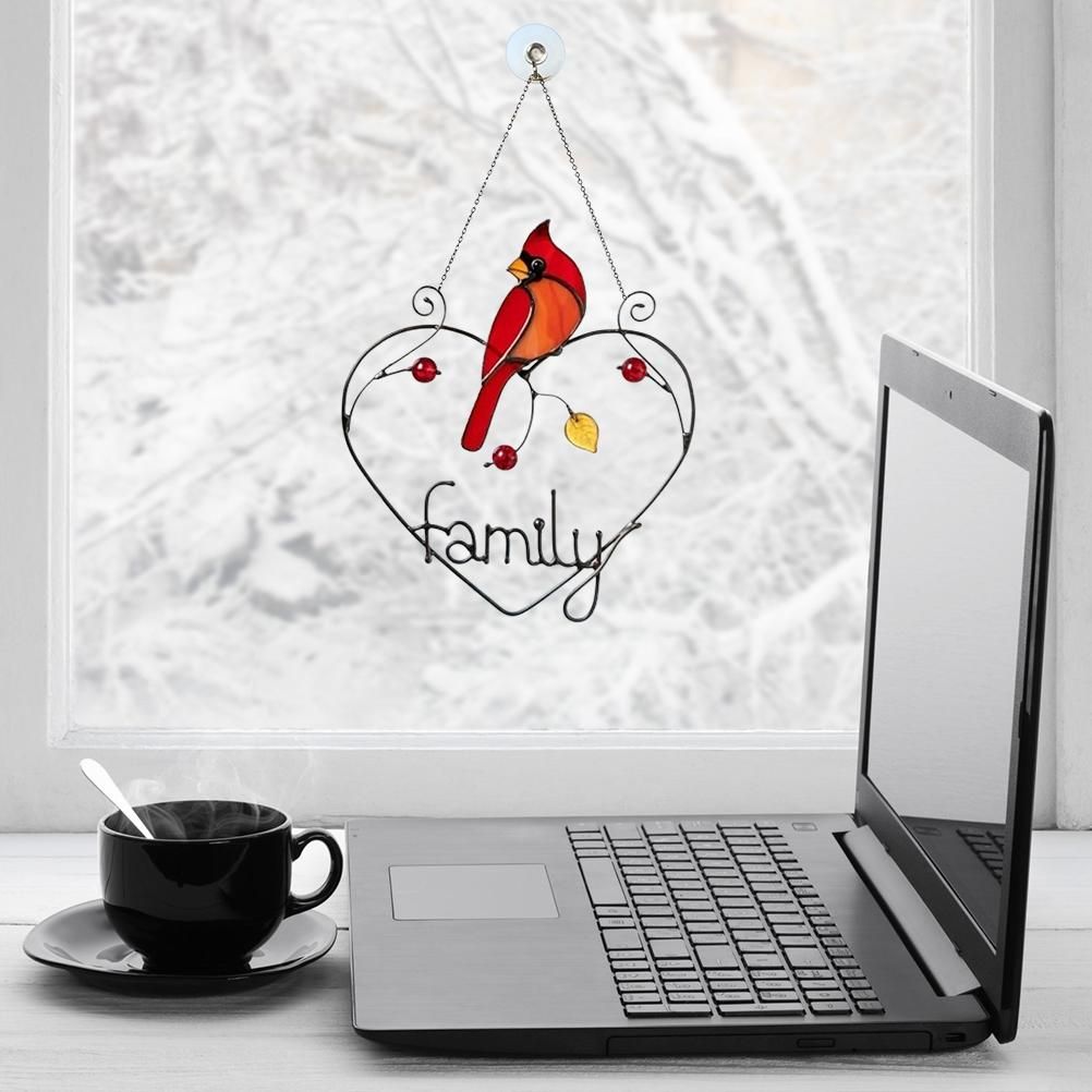 Stained Window Panel Hanging Bird Ornaments Window Suncatcher for Home Decoration