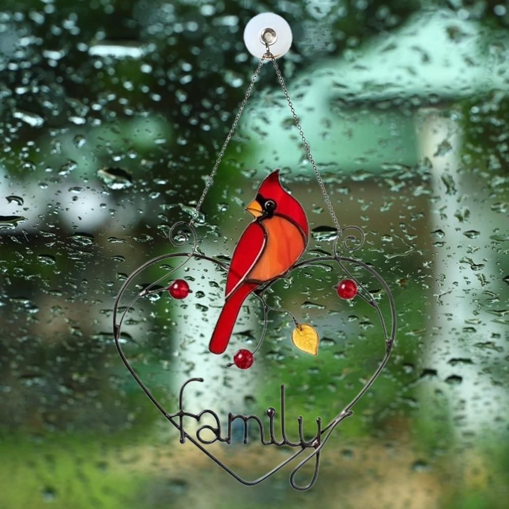 Stained Window Panel Hanging Bird Ornaments Window Suncatcher for Home Decoration