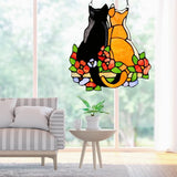 Stained Glass Cats Window Panel Stained Suncatcher Hanging Ornaments Home Decoration