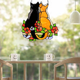 Stained Glass Cats Window Panel Stained Suncatcher Hanging Ornaments Home Decoration - 45-Degree Angle