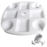 Outdoor Beach Umbrella Table with 4 Cup Holders and 4 Snack Compartments Plastic Tray for Garden Beach Patio Umbrellas