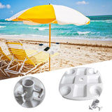 Outdoor Beach Umbrella Table with 4 Cup Holders and 4 Snack Compartments Plastic Tray for Garden Beach Patio Umbrellas