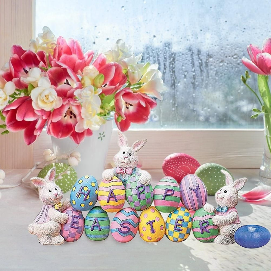 Easter Spring Bunny Decoration Tabletop Easter Decorations Cute Craft Easter Bunny Figures Farmhouse Home Decor