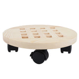 Wooden Mobile Flower Tray with 6 Wheels 360 Degree Rotating Rolling Plant Stand for Home