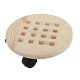 Wooden Mobile Flower Tray with 6 Wheels 360 Degree Rotating Rolling Plant Stand for Home - Side View