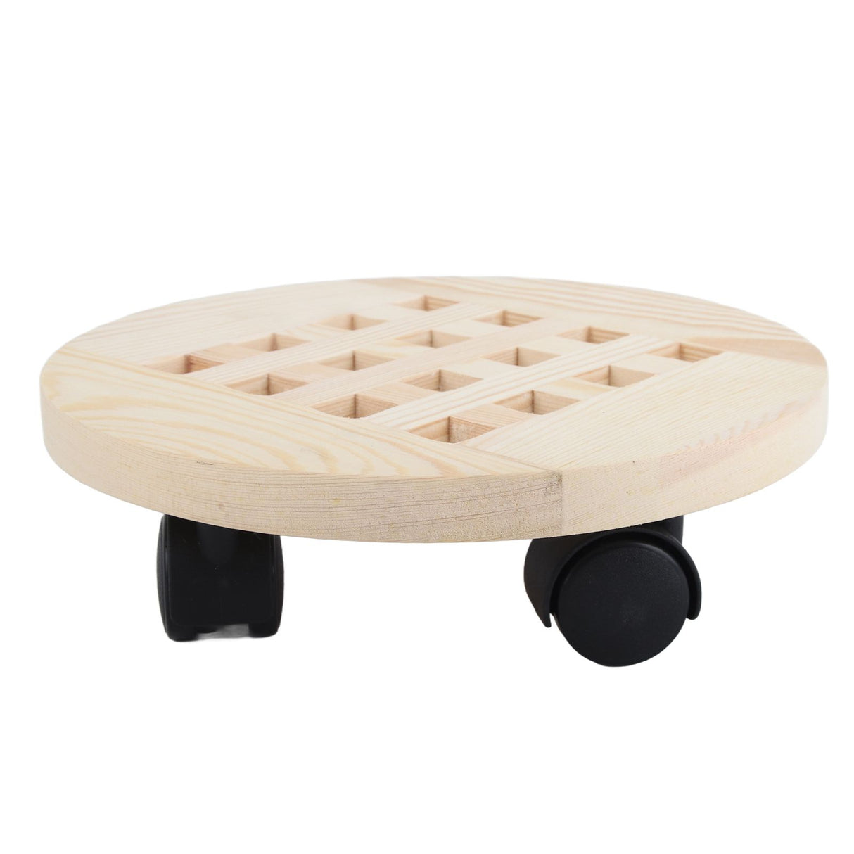 Wooden Mobile Flower Tray with 6 Wheels 360 Degree Rotating Rolling Plant Stand for Home