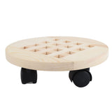 Wooden Mobile Flower Tray with 6 Wheels 360 Degree Rotating Rolling Plant Stand for Home - Top-Down View