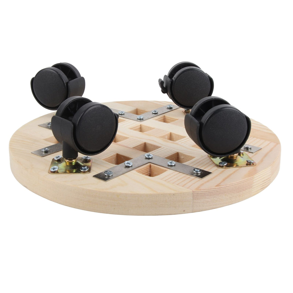 Wooden Mobile Flower Tray with 6 Wheels 360 Degree Rotating Rolling Plant Stand for Home