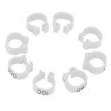 001-100 Numbered Bird Foot Ring Reusable Pigeons Identify Clip Poultry AccessoryWhite - Top-Down View