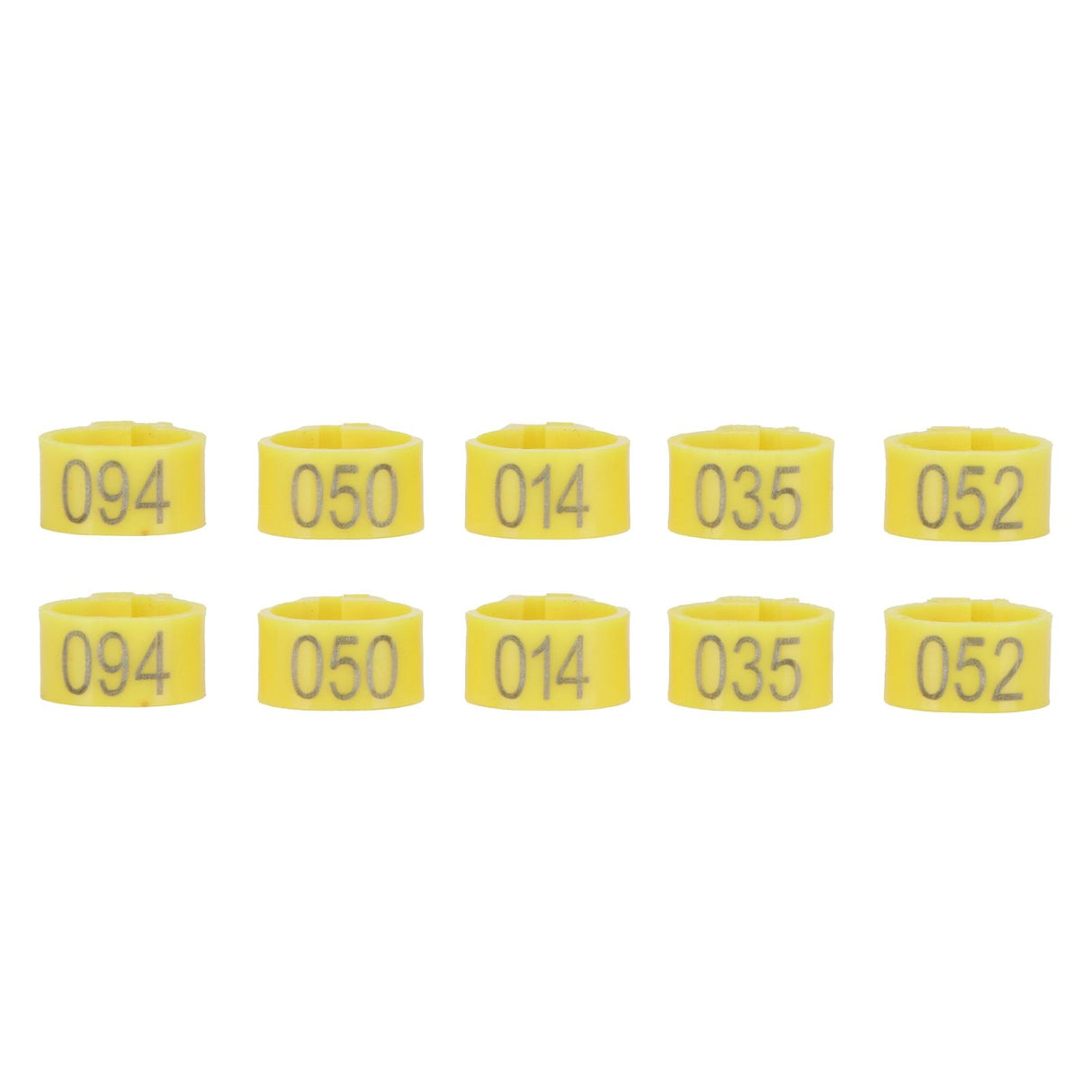 100Pcs Bird Foot Rings Bands 10mm 001-100 Numbered Pigeons Identify Clip Poultry SupplyYellow