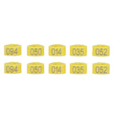 100Pcs Bird Foot Rings Bands 10mm 001-100 Numbered Pigeons Identify Clip Poultry SupplyYellow - Front View