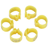 100Pcs Bird Foot Rings Bands 10mm 001-100 Numbered Pigeons Identify Clip Poultry SupplyYellow - 45-Degree Angle