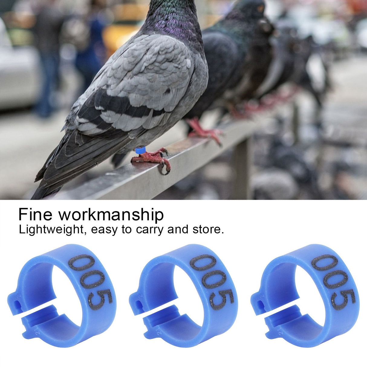 100Pcs Bird Foot Rings Bands 10mm 001-100 Numbered Pigeons Identify Clip Poultry SupplyBlue