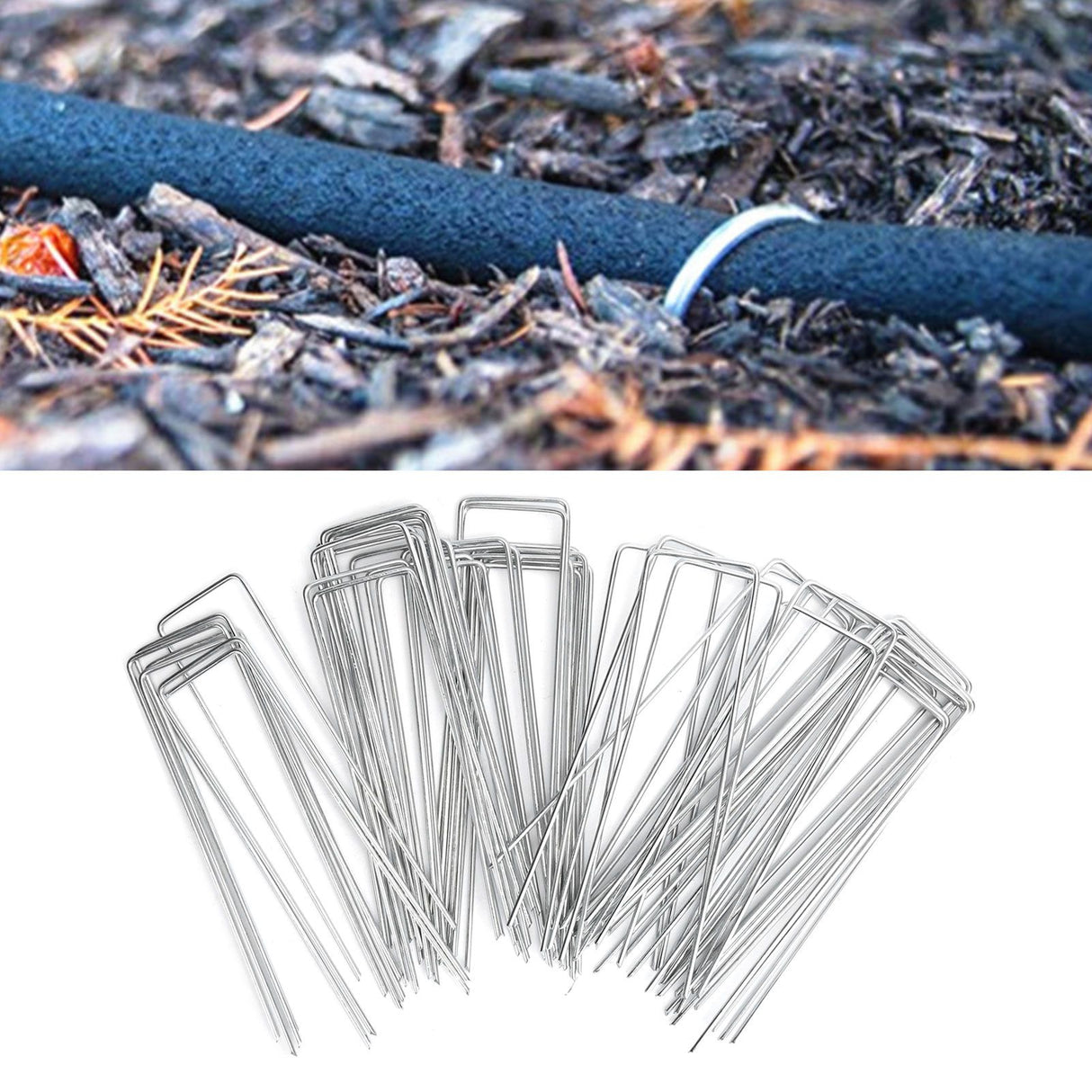 50Pcs Garden Stakes Ground Staple Spikes U shaped Fixer Weed Barrier Fabric Landscape Lawn