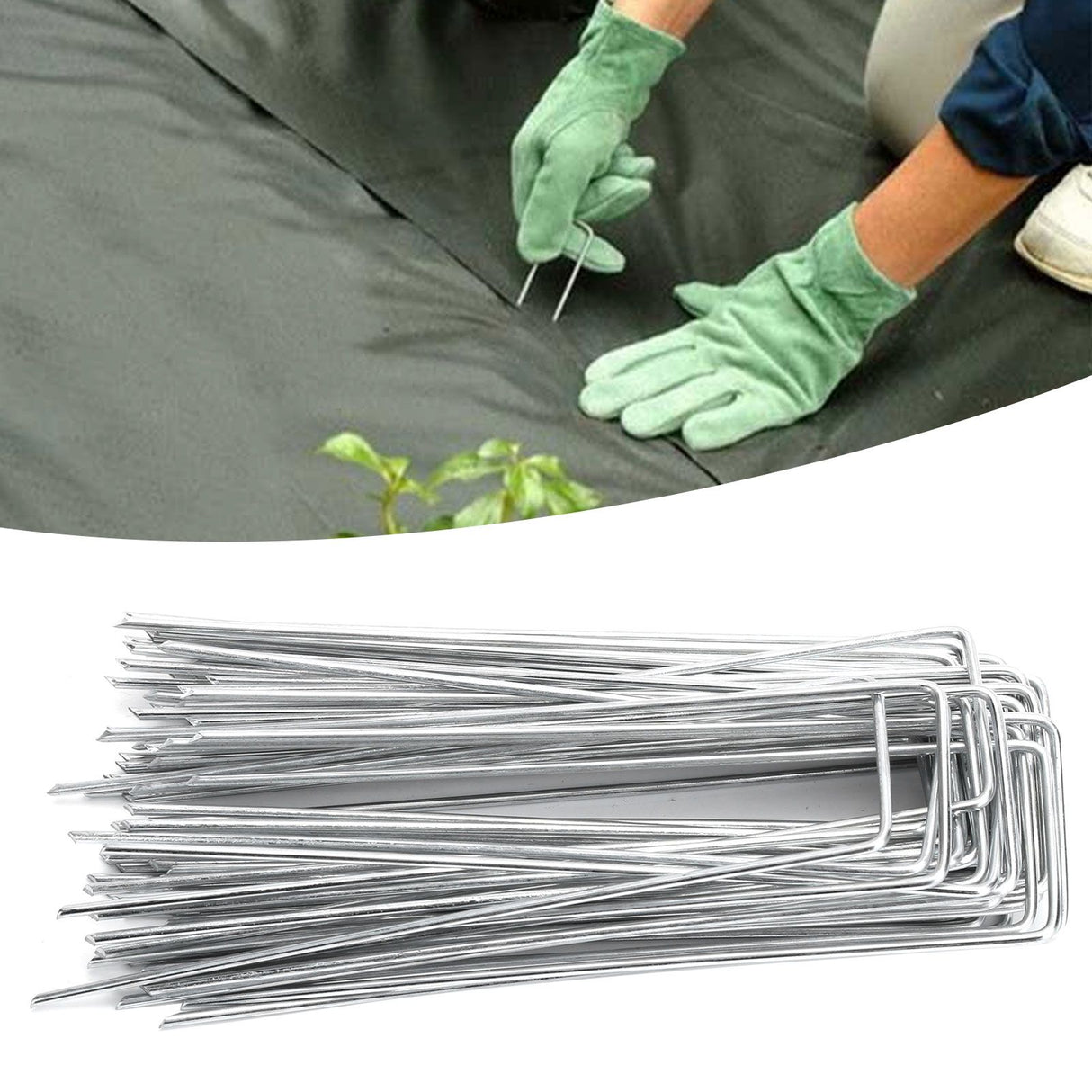 50Pcs Garden Stakes Ground Staple Spikes U shaped Fixer Weed Barrier Fabric Landscape Lawn
