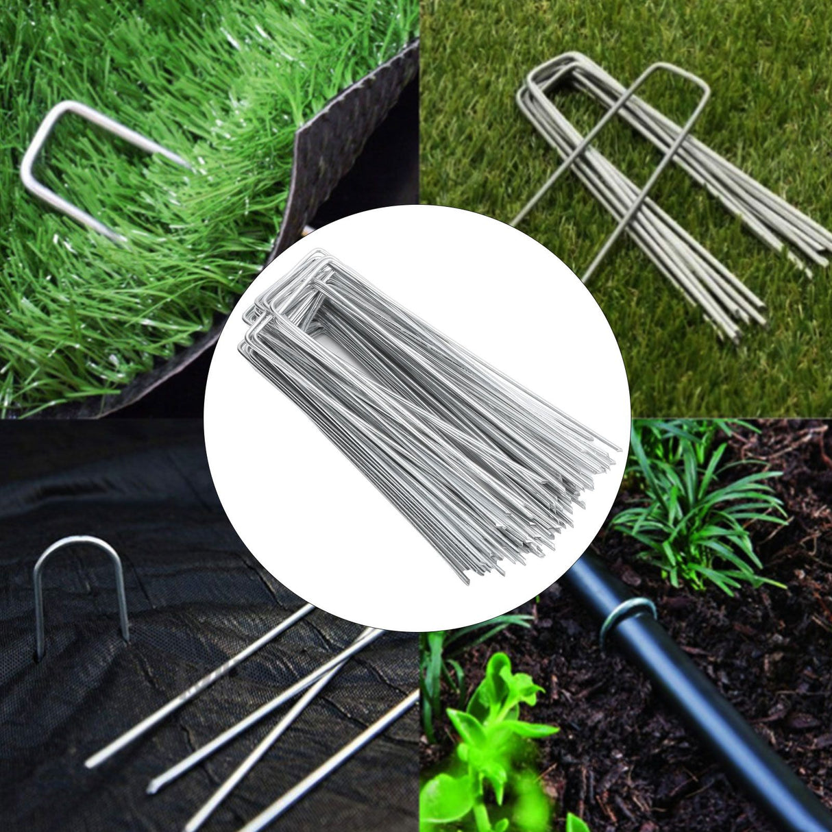 50Pcs Garden Stakes Ground Staple Spikes U shaped Fixer Weed Barrier Fabric Landscape Lawn