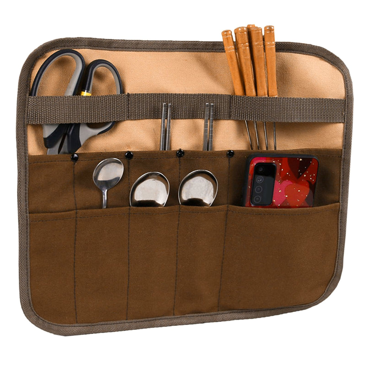 Tableware Storage Bag Portable Hanging BBQ Cutlery Organizer for Picnic Barbecue