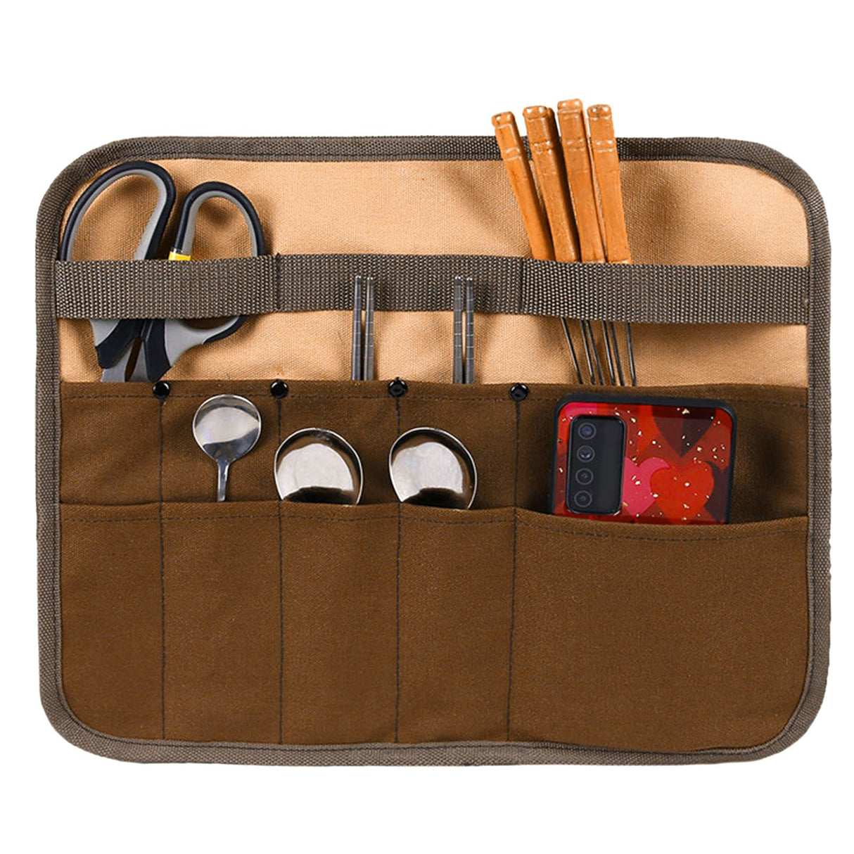 Tableware Storage Bag Portable Hanging BBQ Cutlery Organizer for Picnic Barbecue