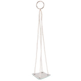 Planter Holder Flowerpot Hanging Rack Hanger with PU Leather Base Cotton Rope for GardeningGreen 10cm