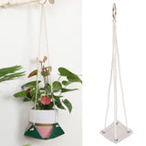 Planter Holder Flowerpot Hanging Rack Hanger with PU Leather Base Cotton Rope for GardeningGreen 10cm