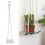 Planter Holder Flowerpot Hanging Rack Hanger with PU Leather Base Cotton Rope for GardeningGreen 10cm