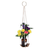 Planter Holder Flowerpot Hanging Rack Hanger with PU Leather Base Cotton Rope for GardeningYellow 10cm - Low Angle