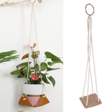 Planter Holder Flowerpot Hanging Rack Hanger with PU Leather Base Cotton Rope for GardeningYellow 10cm