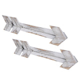 2PCS Wooden Arrows Decor Sign Wall Art Decor Farmhouse Courtyard Wedding SuppliesWhite - Rear View