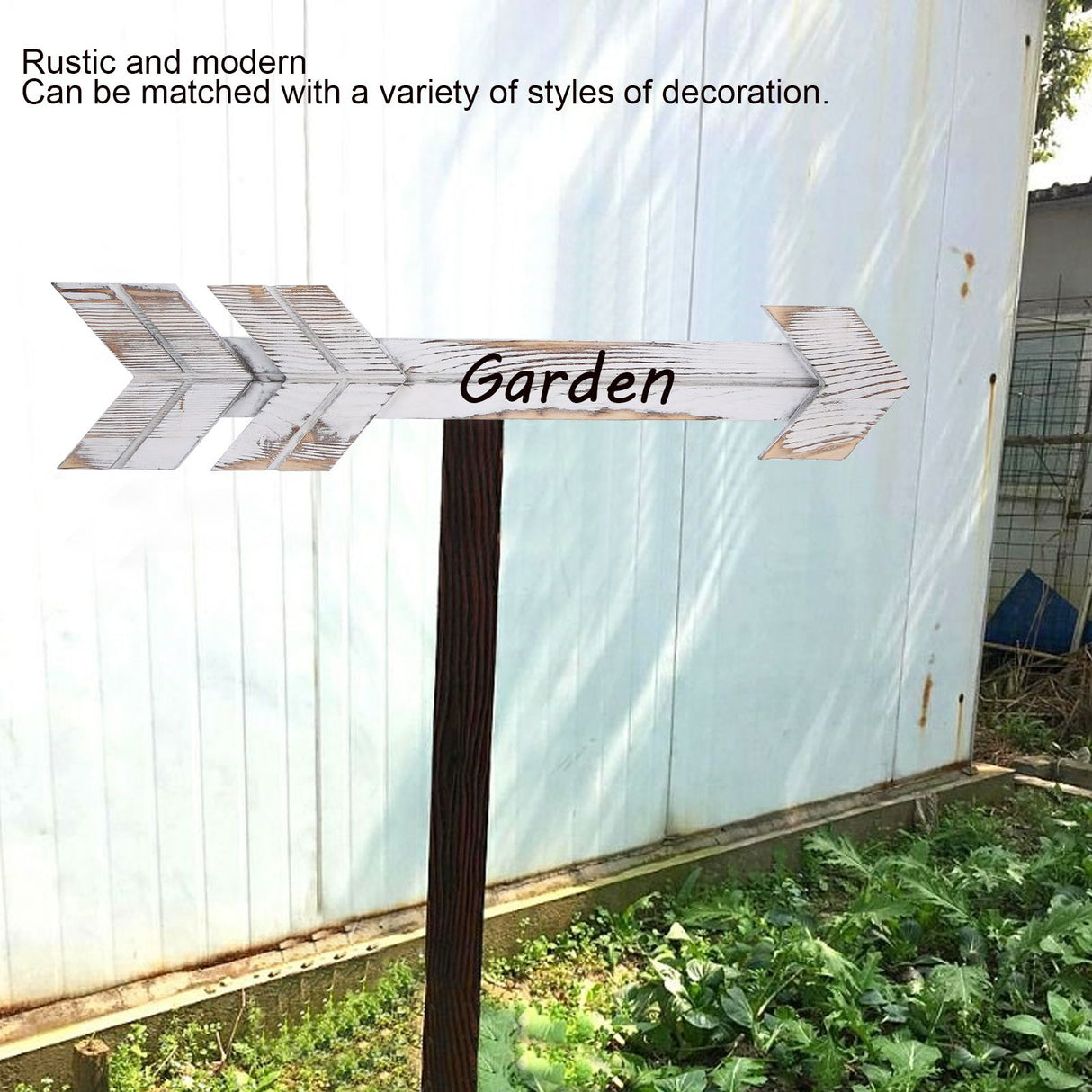 2PCS Wooden Arrows Decor Sign Wall Art Decor Farmhouse Courtyard Wedding SuppliesWhite