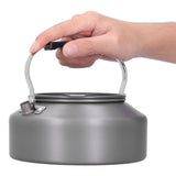 1.6L Portable Camping Coffee Tea Pot Outdoor Fishing Hiking Barbecue Kettle Pot (Black Handle) - Low Angle