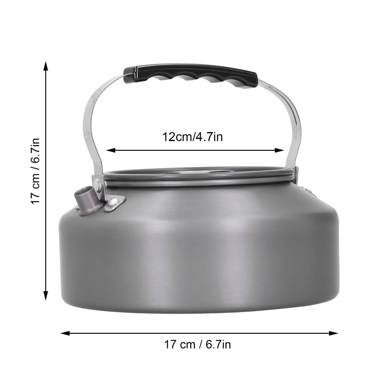 1.6L Portable Camping Coffee Tea Pot Outdoor Fishing Hiking Barbecue Kettle Pot (Black Handle)
